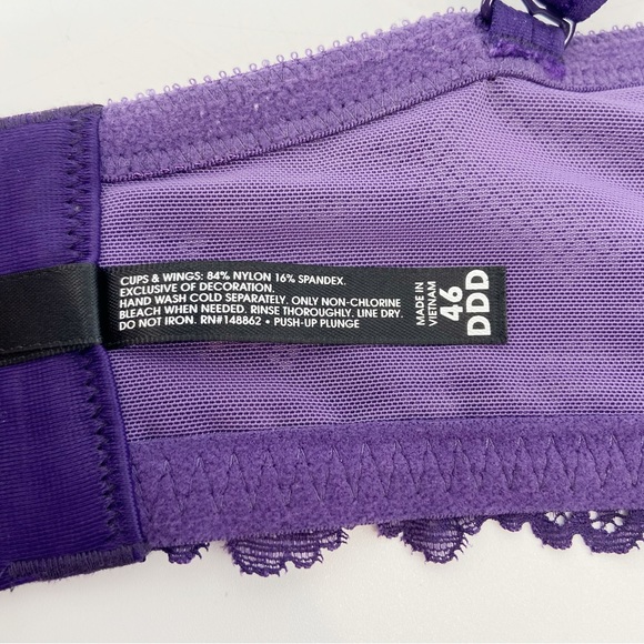 Torrid XO Plunge Push Up Purple Lace and Mesh Overlay Bra Size 46DDD *READ* - Picture 10 of 14